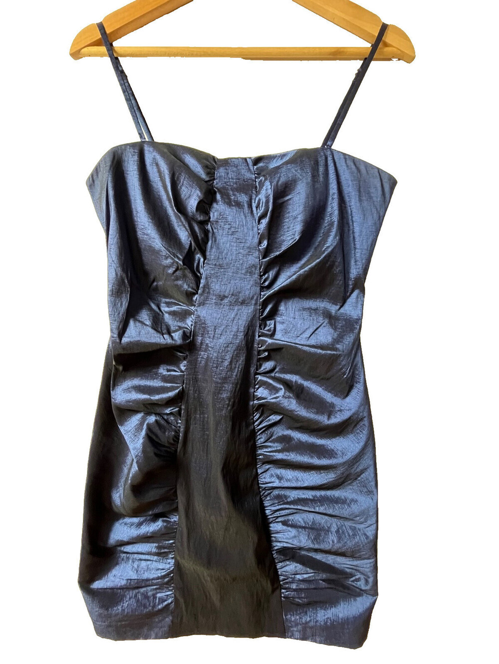 Calvin Klein Women's 8 Navy Blue Shimmer Ruched Bodycon Mini Cocktail Dress